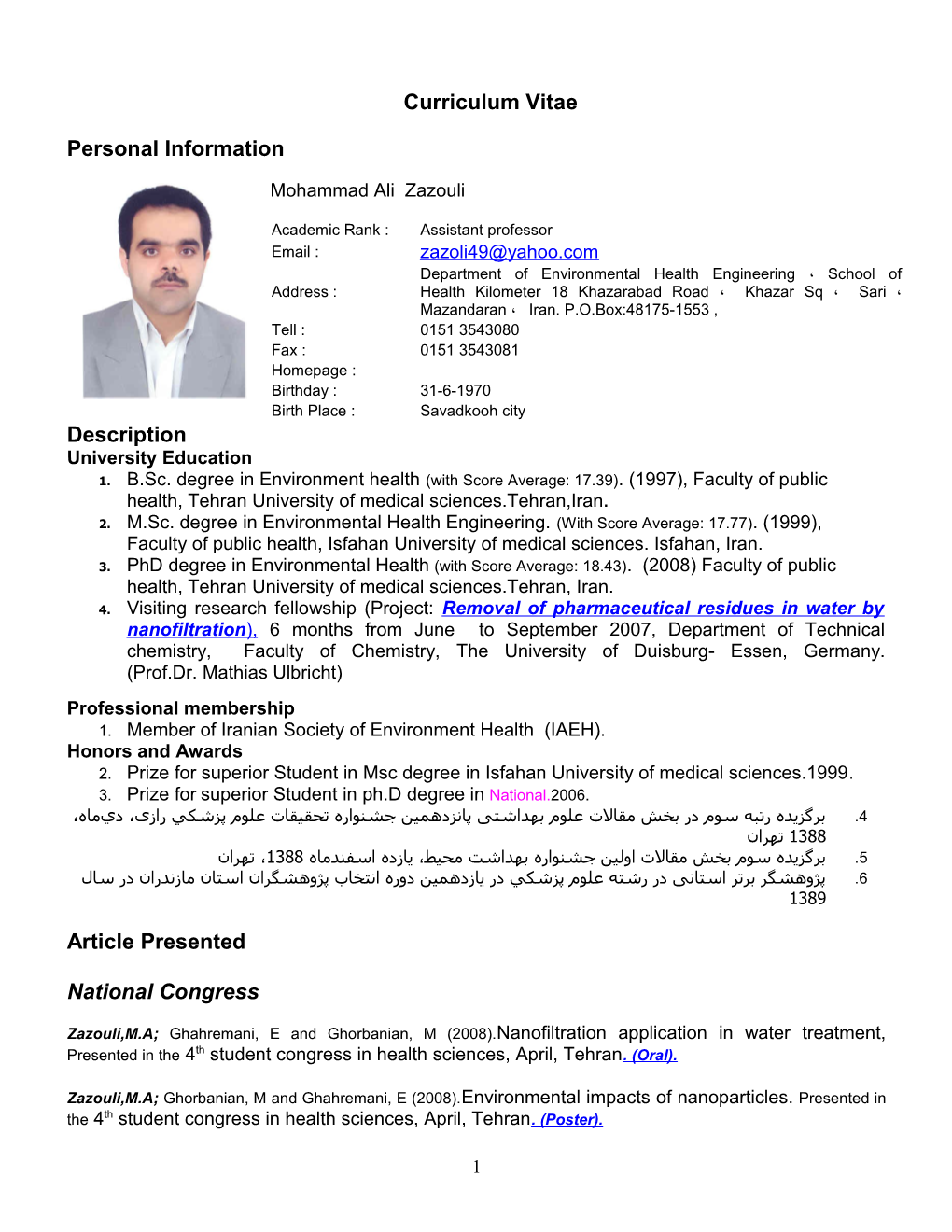 Curriculum Vitae s262