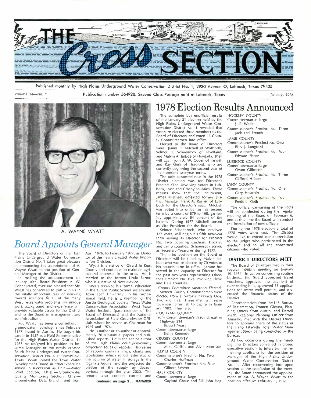 1978 Election Results Announced Board Appoints General Manager