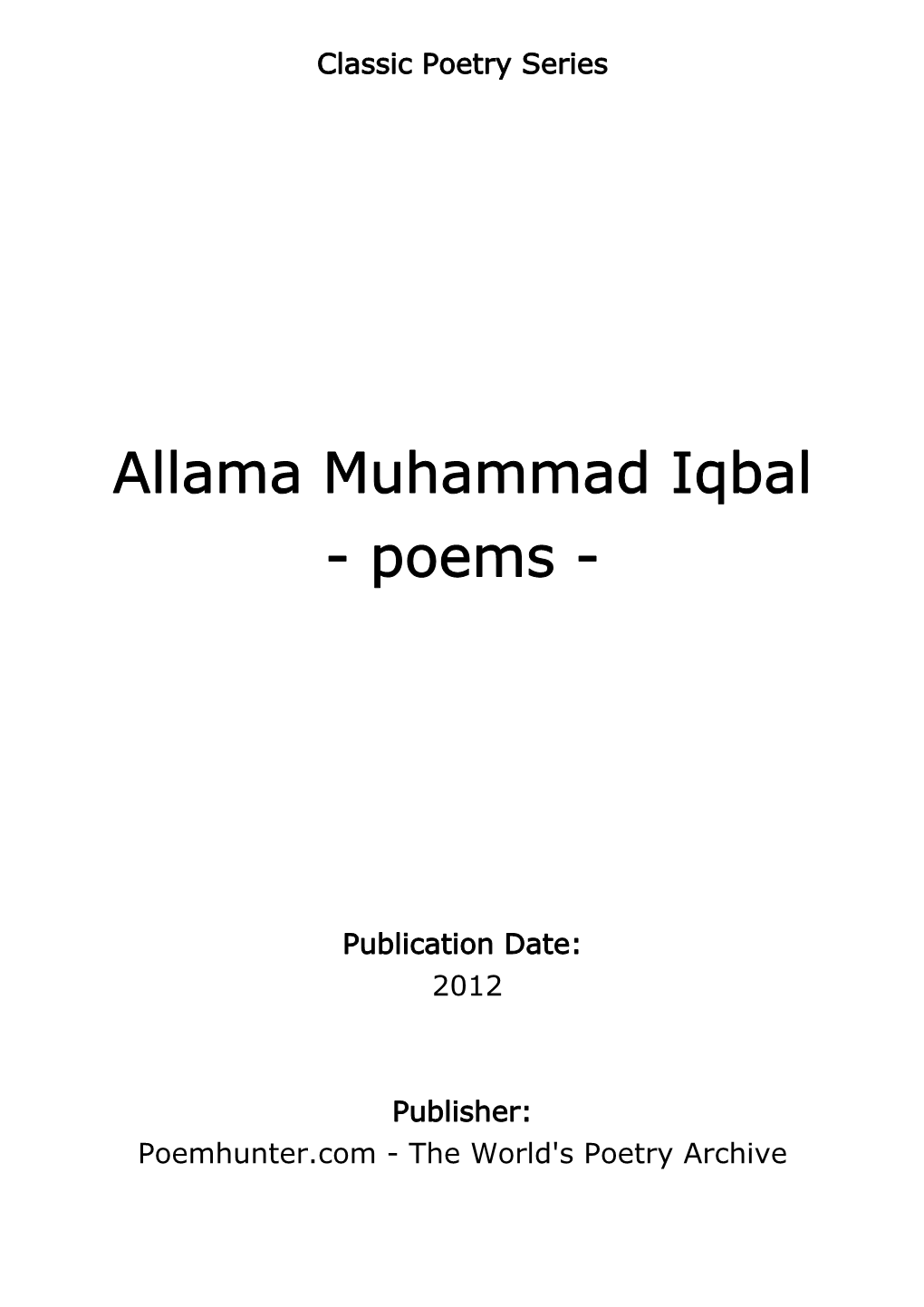 Allama Muhammad Iqbal - Poems