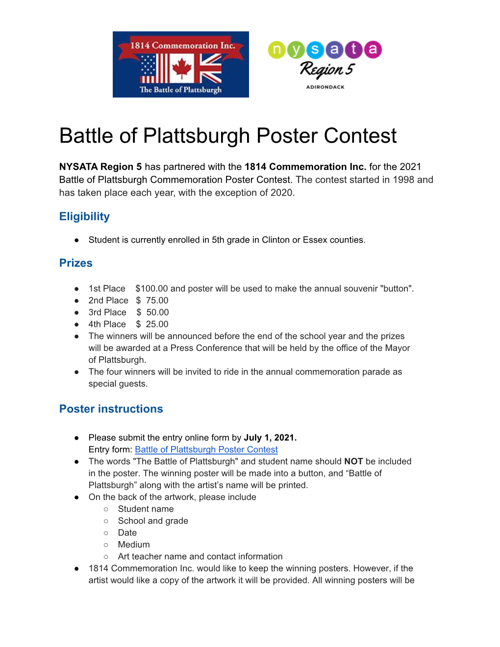 Battle of Plattsburgh Poster Contest.1
