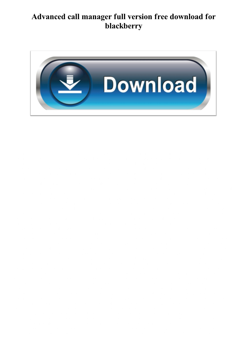 Advanced Call Manager Full Version Free Download for Blackberry