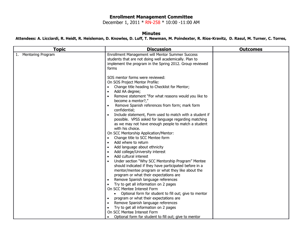 Enrollment Management Committee