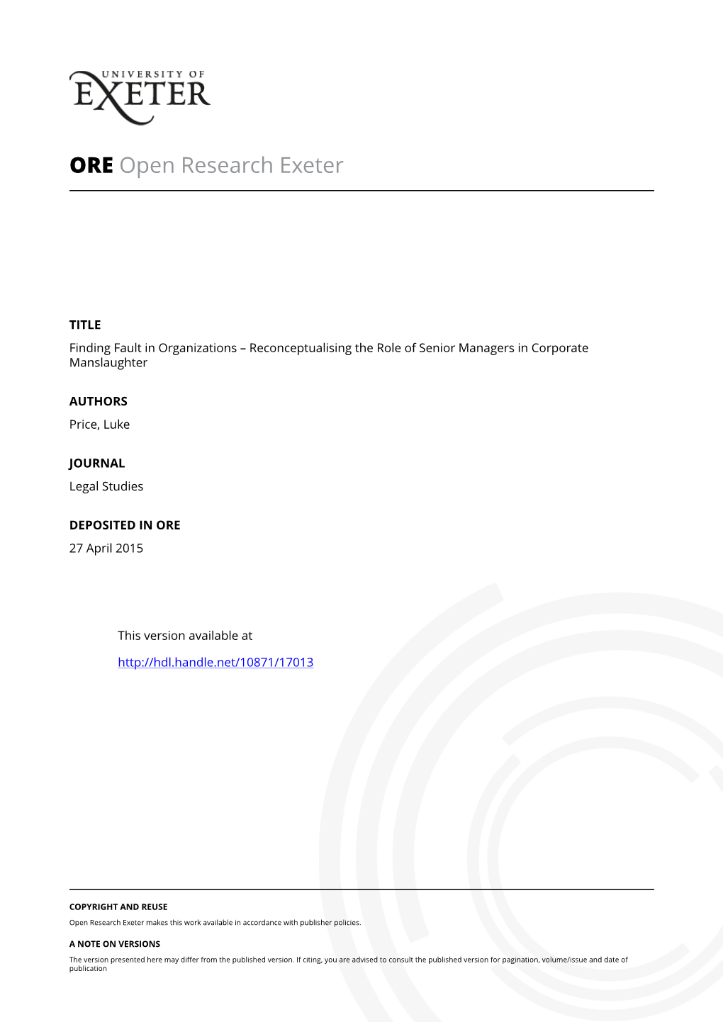 Reconceptualising the Role of Senior Managers in Corporate Manslaughter