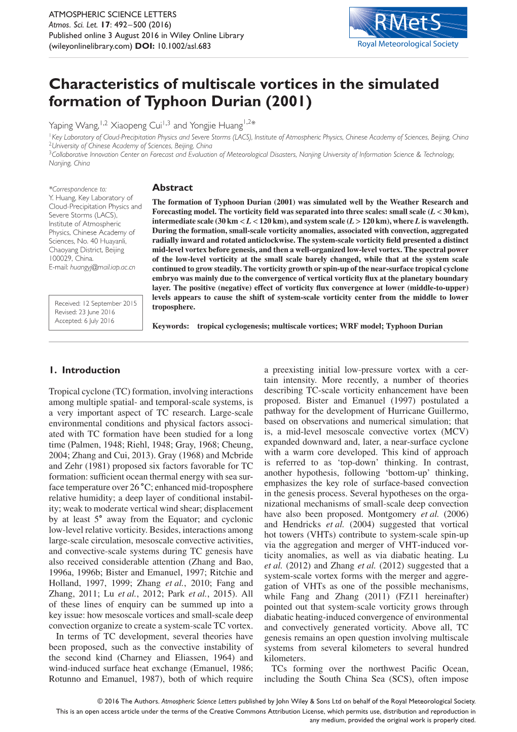 Characteristics of Multiscale Vortices in the Simulated Formation of Typhoon Durian (2001)