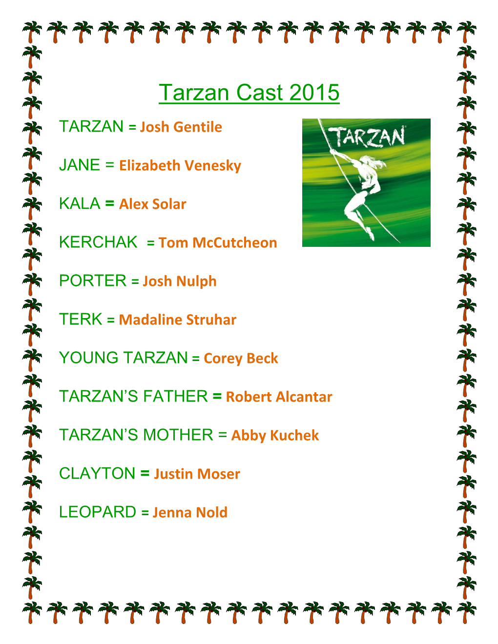 Tarzan Cast 2015 TARZAN = Josh Gentile