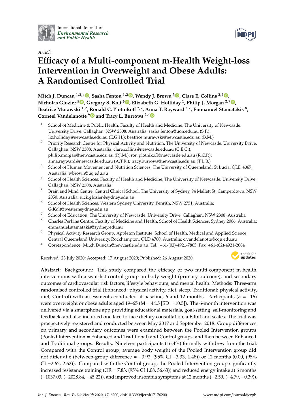 Efficacy of a Multi-Component M-Health Weight-Loss