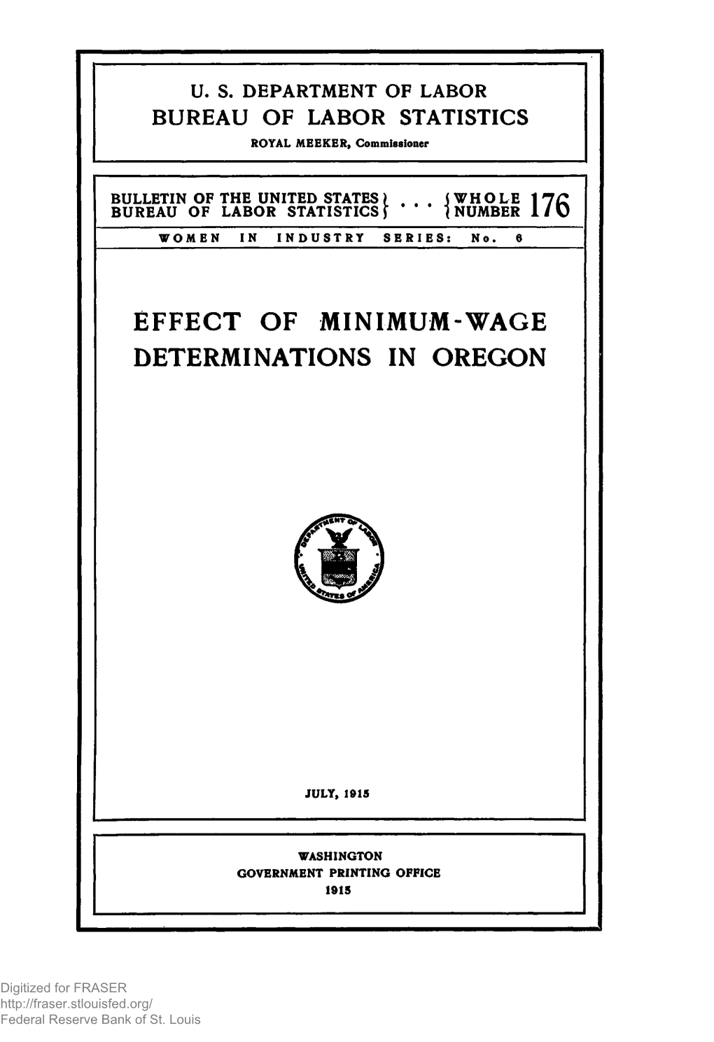 Effect of Minimum-Wage Determinations in Oregon