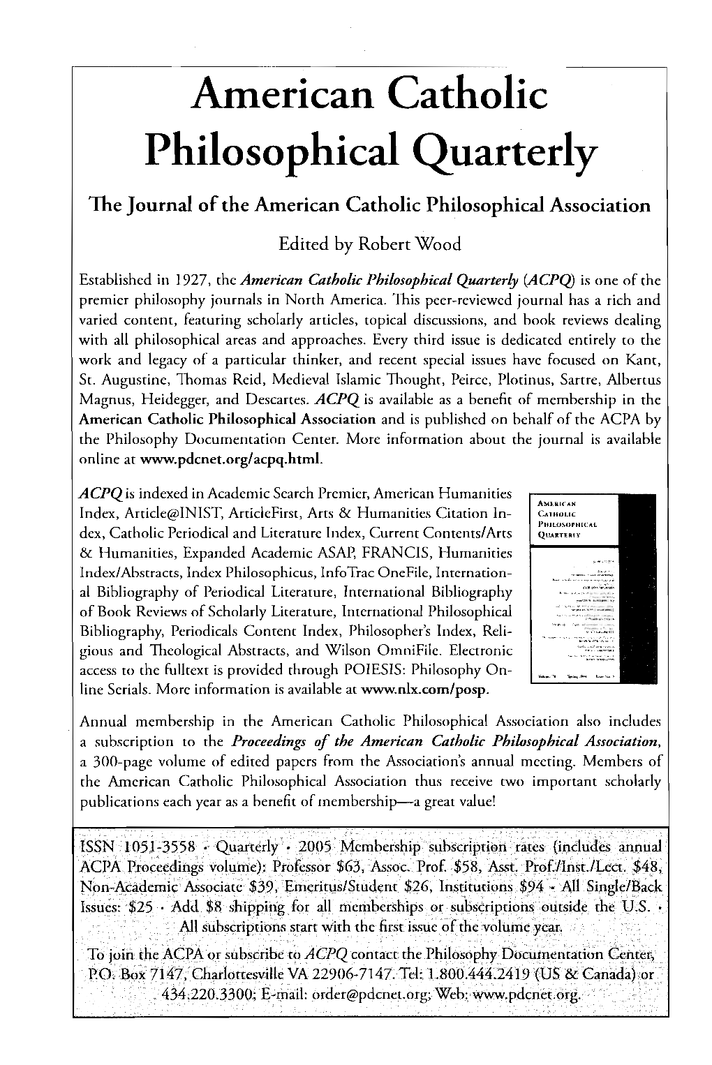 American Catholic Philosophical Quarterly