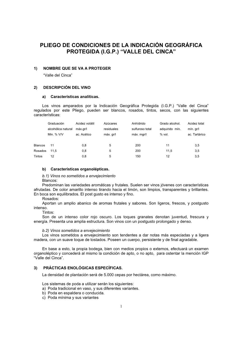 Pliego De Condiciones De La Indicación Geográfica Protegida (Igp)