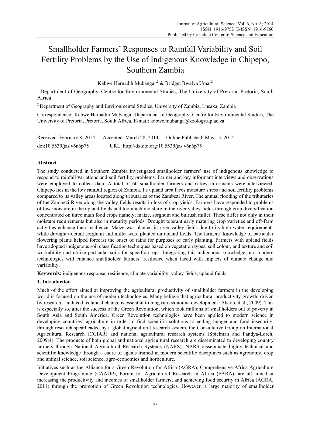 Smallholder Farmers' Responses to Rainfall Variability and Soil Fertility