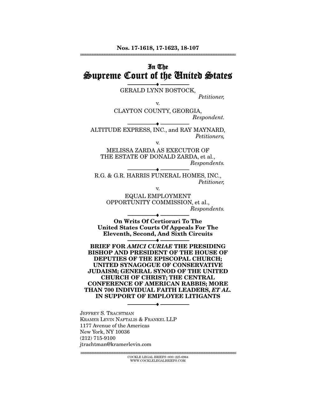 Supreme Court of the United States ------ ------GERALD LYNN BOSTOCK, Petitioner, V