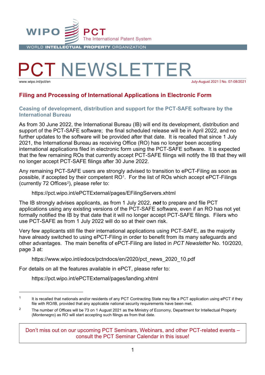 PCT Newsletter 07-08/2021 (July-August 2021)