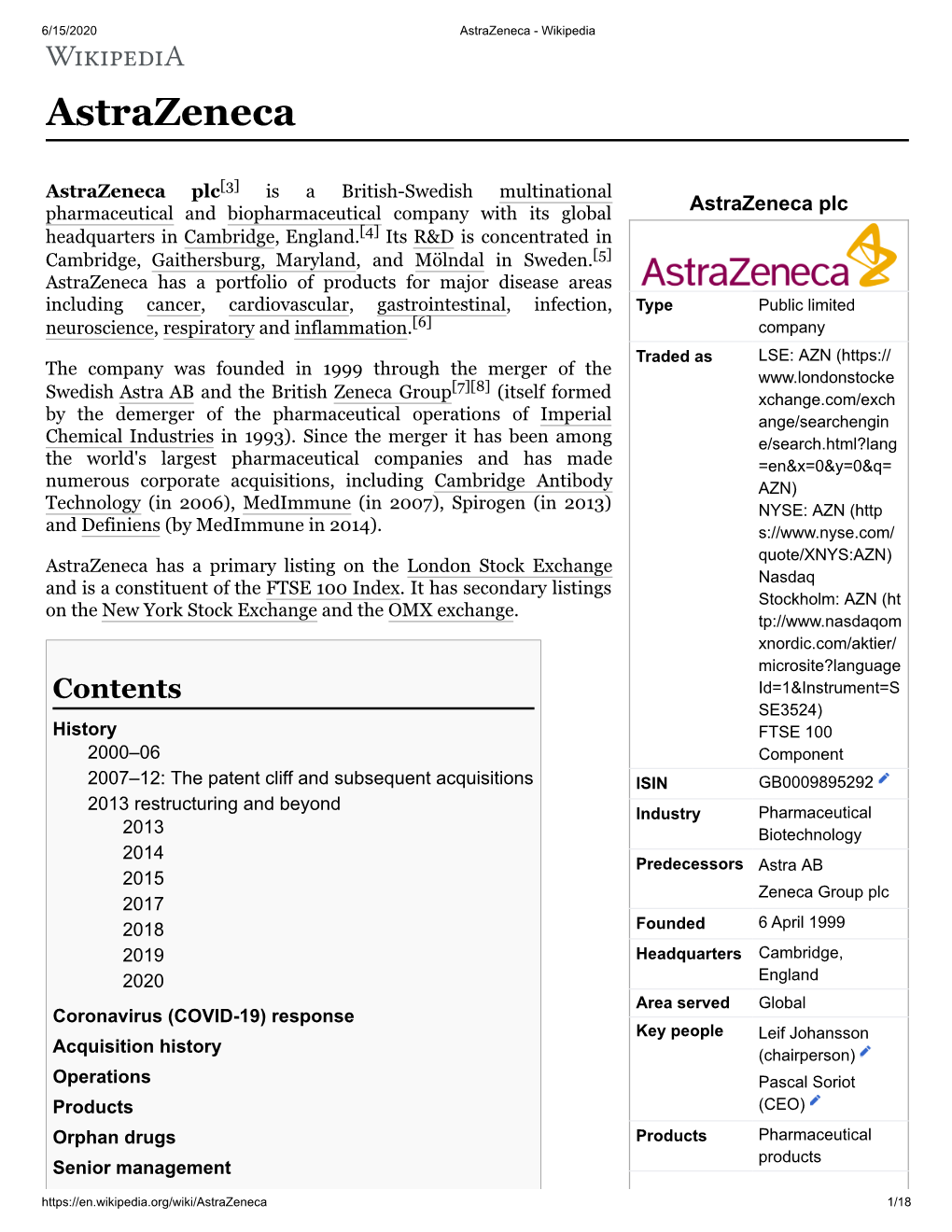 Astrazeneca Plc