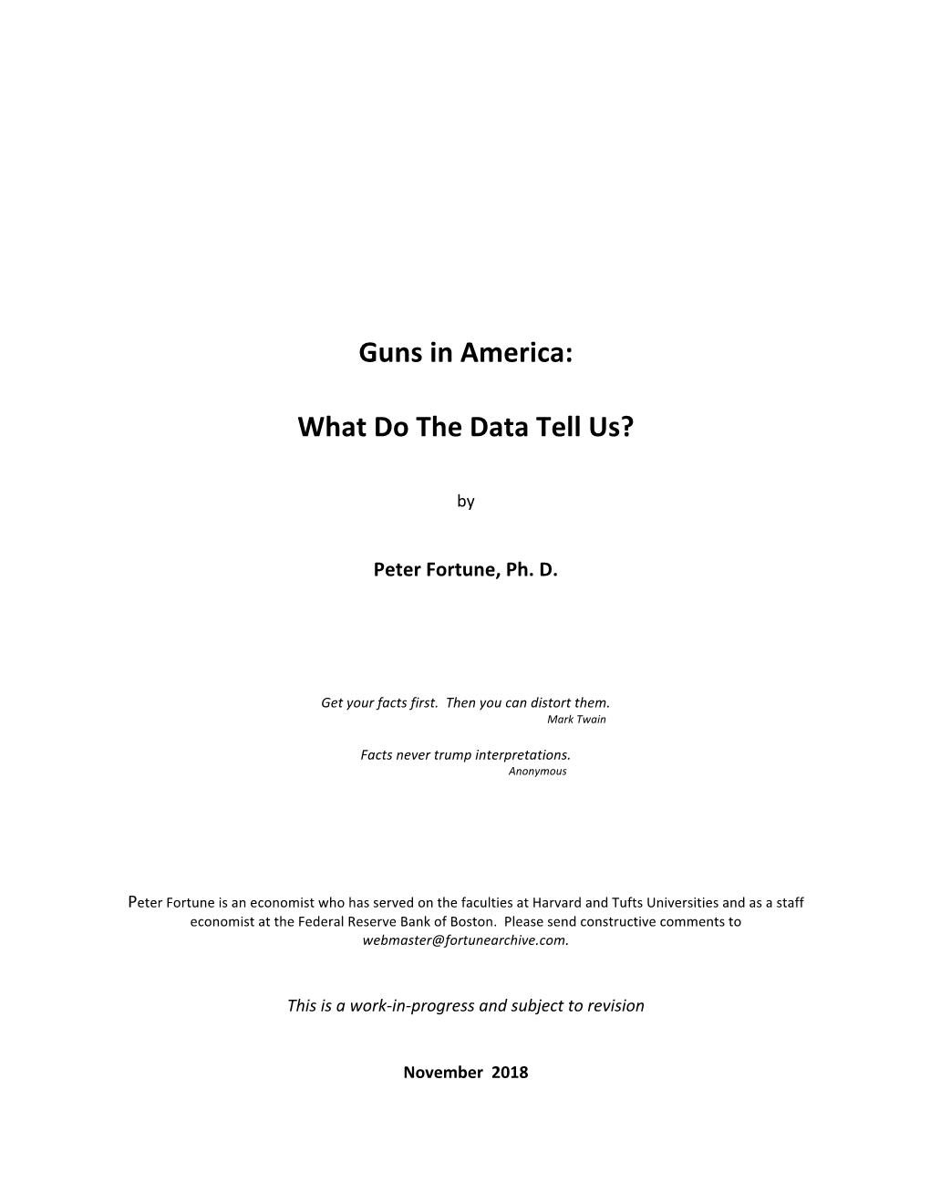 Guns in America: What Do the Data Tell Us?