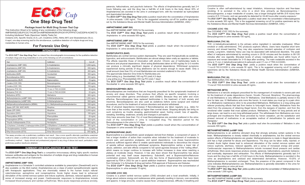 ECO Cup One Step Drug Test Forensic Insert