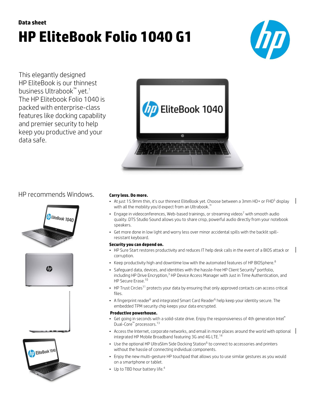 HP Elitebook Folio 1040 G1