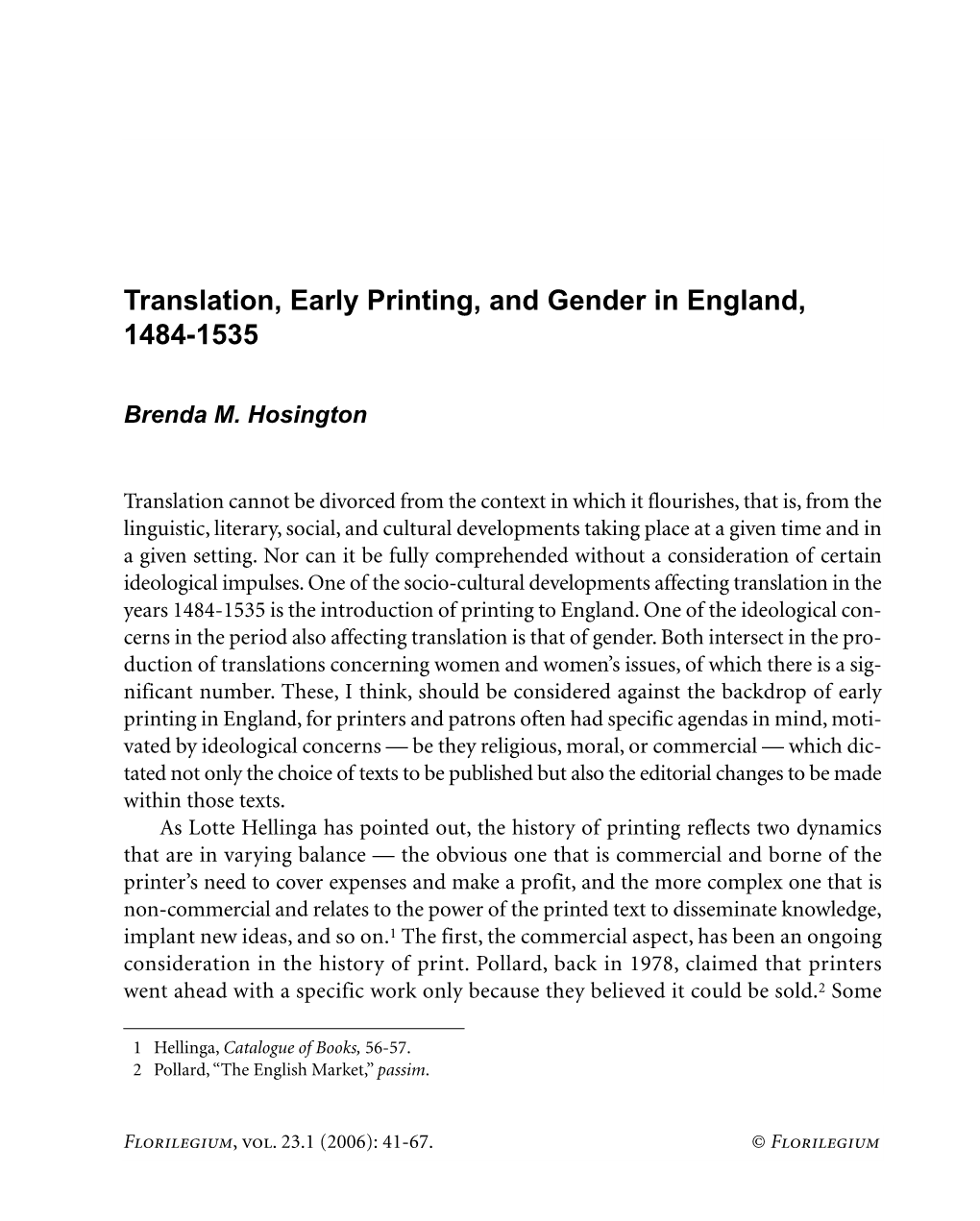 Translation, Early Printing, and Gender in England, 1484-1535