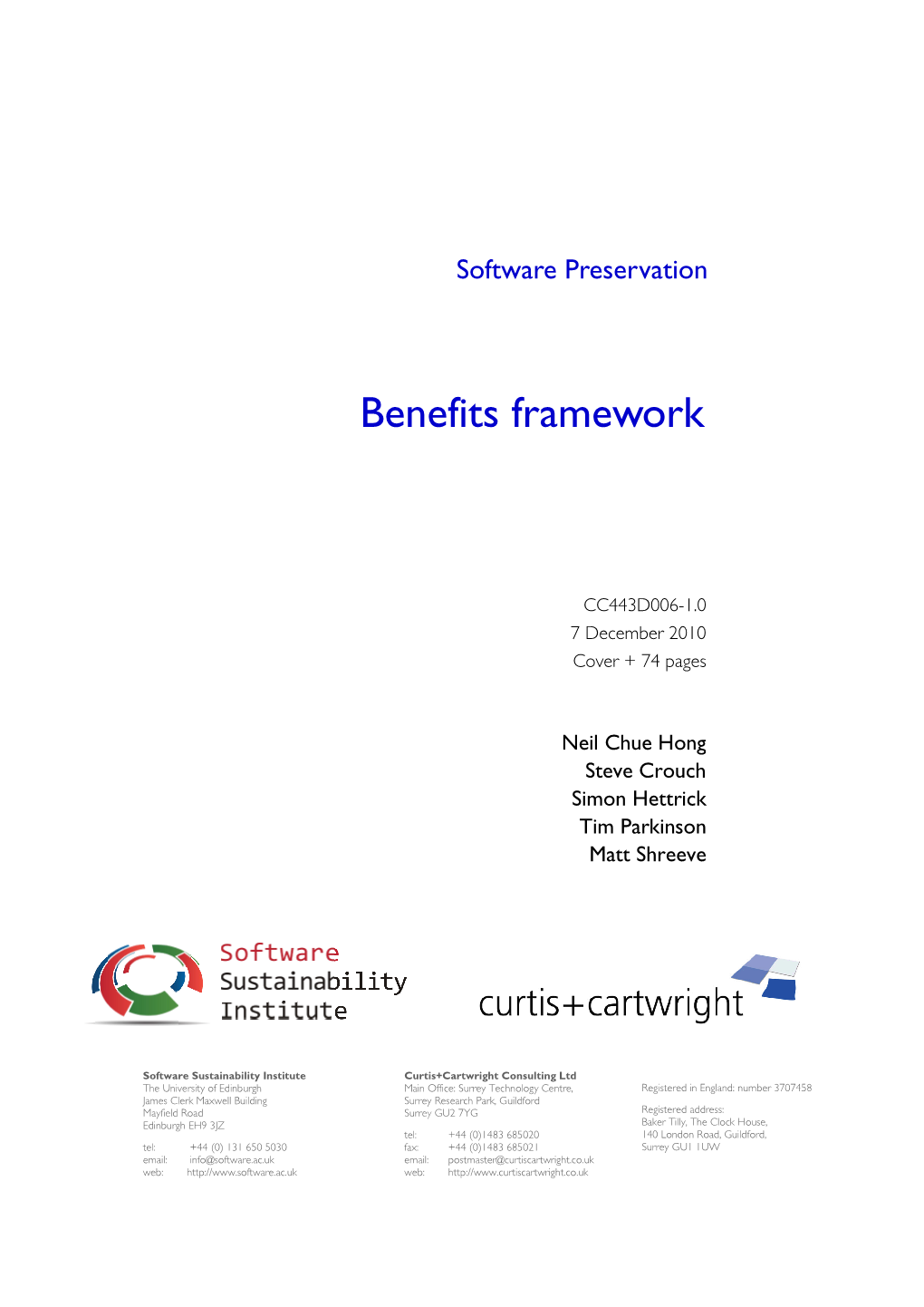 Software Preservation Benefits Framework