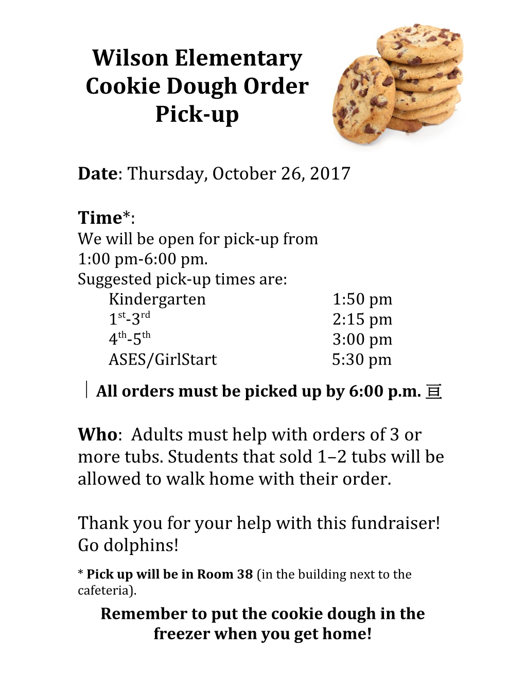 Cookie Dough Order Pick-Up