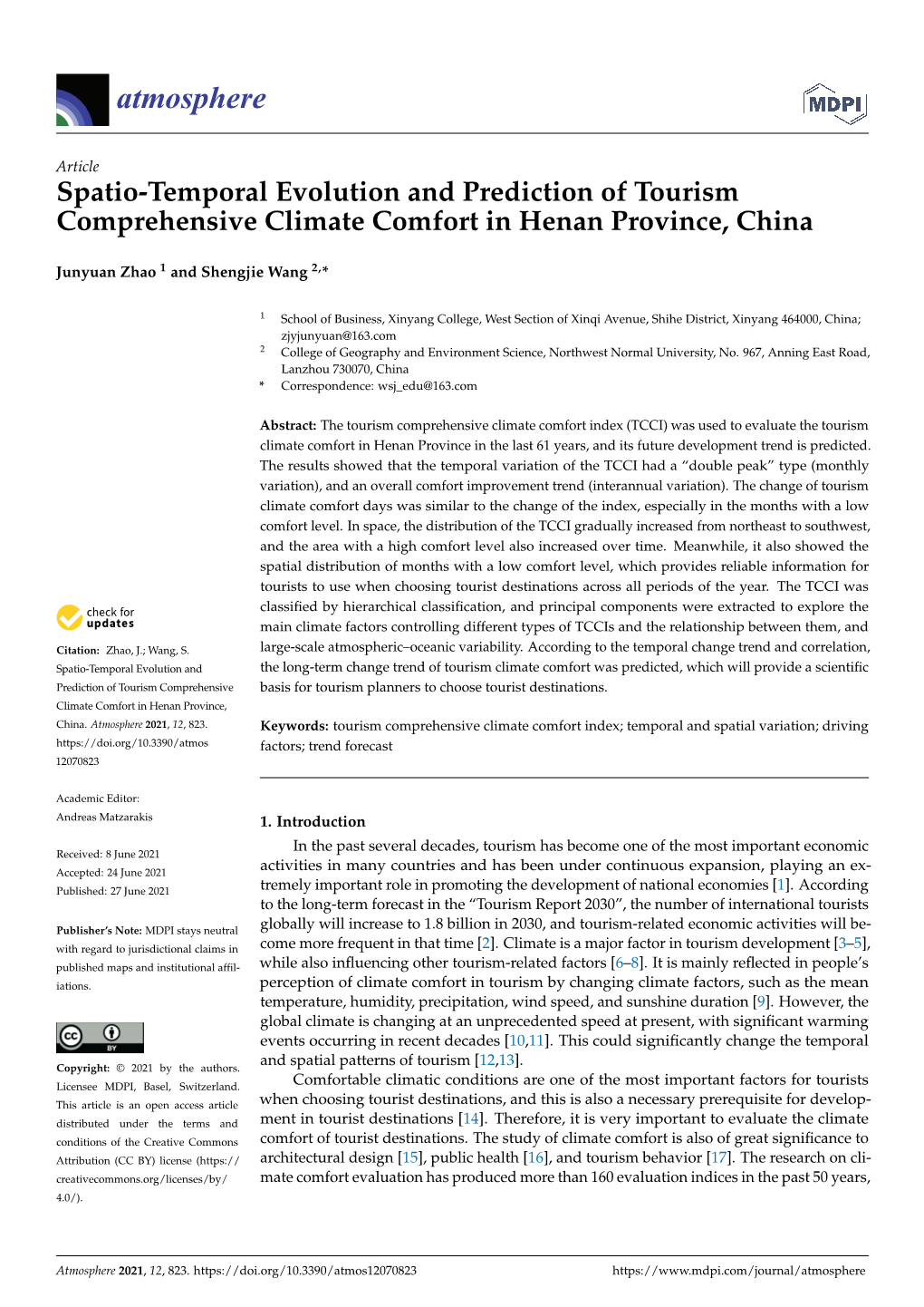 Spatio-Temporal Evolution and Prediction of Tourism Comprehensive Climate Comfort in Henan Province, China