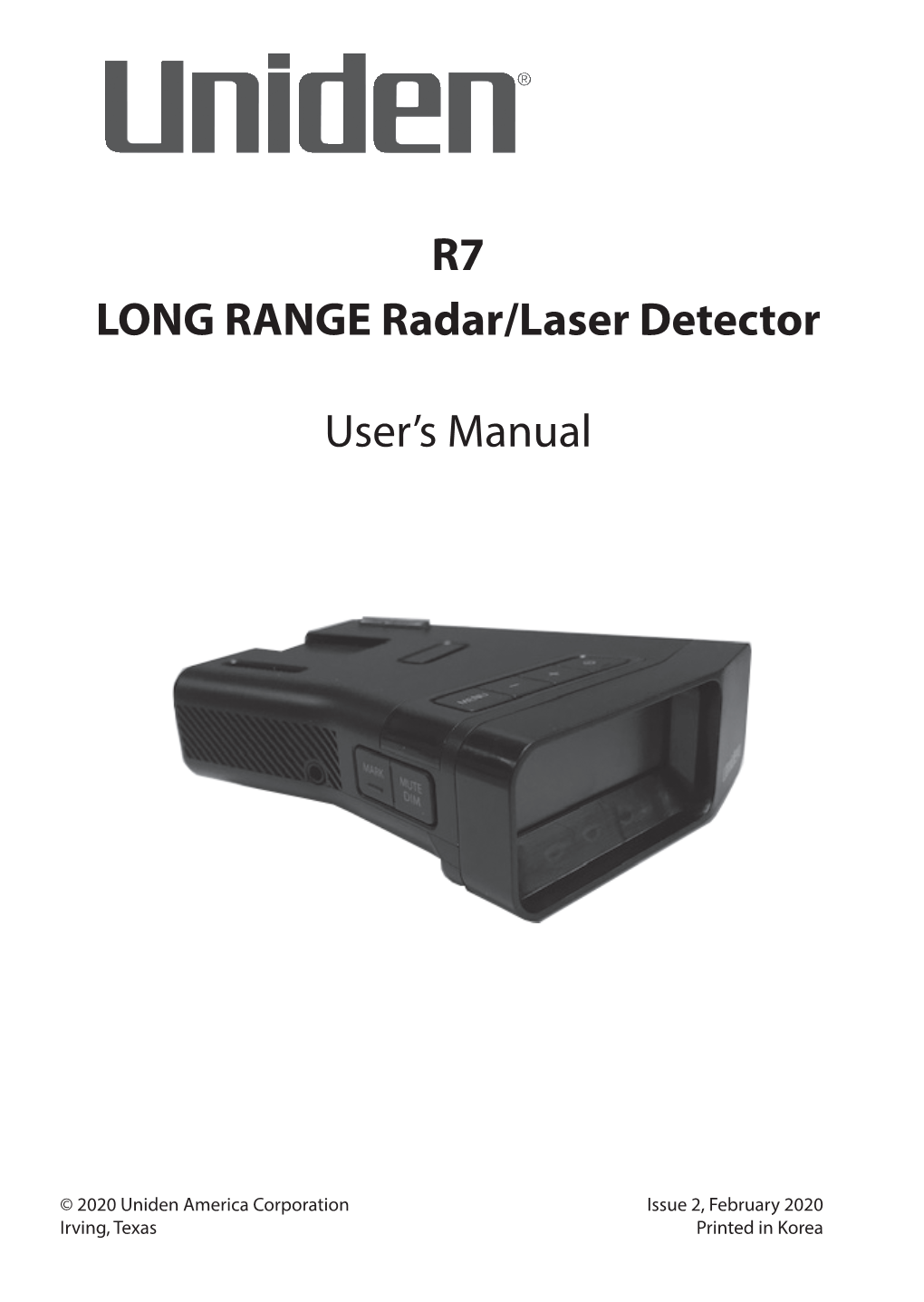 LONG RANGE Radar/Laser Detector User's Manual R7