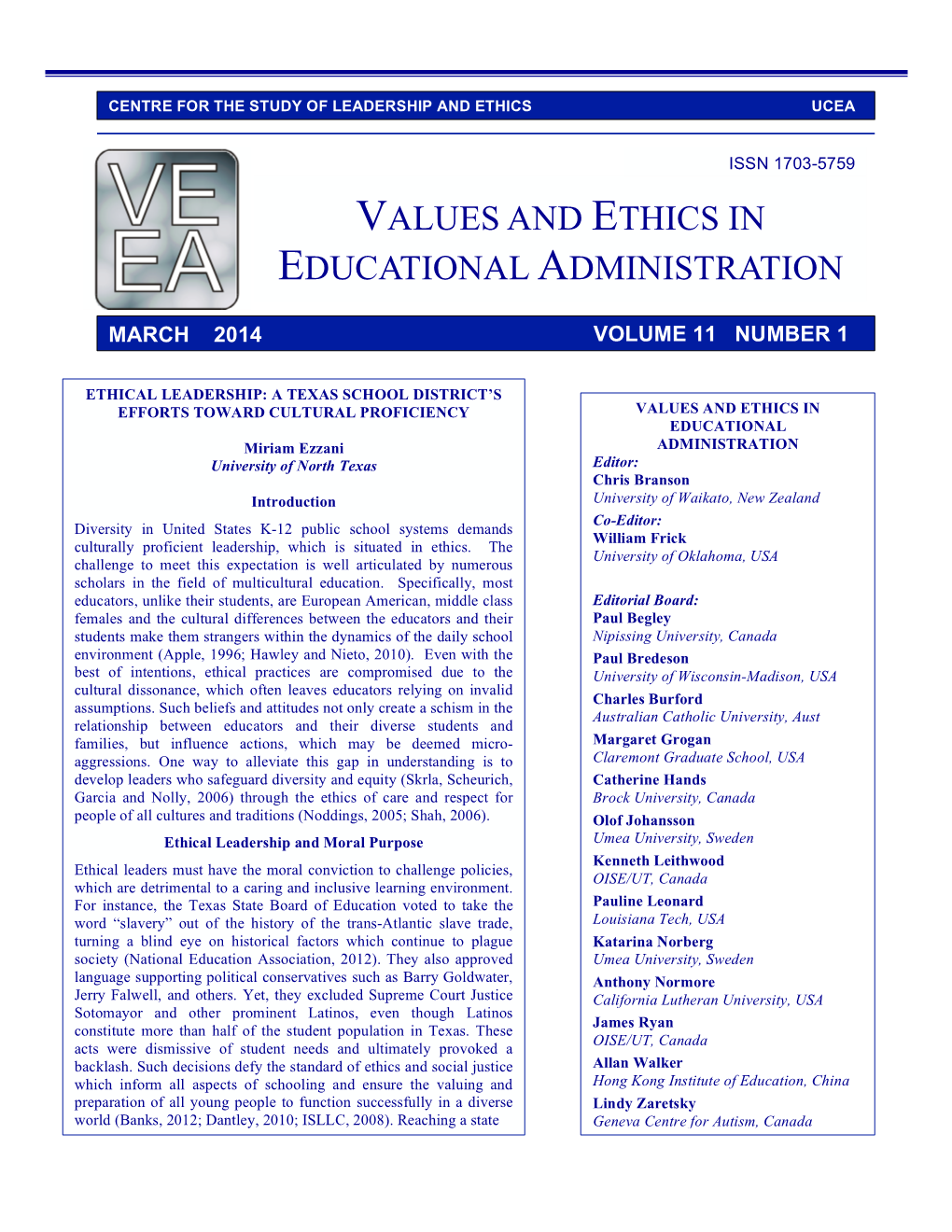 Values and Ethics in Educational Administration