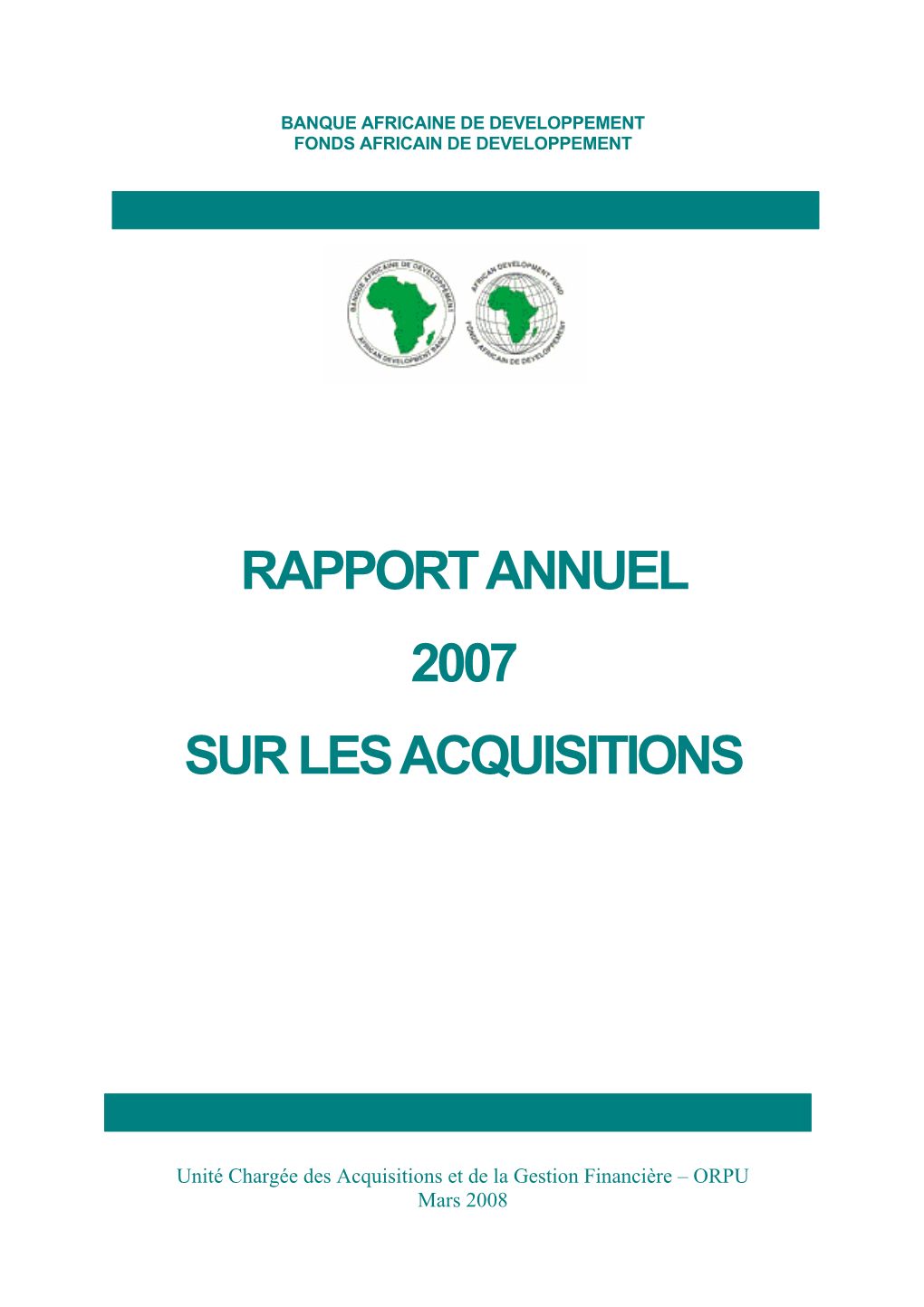 Rapport Annuel Sur Les Acquisitions De 2007 Page 1