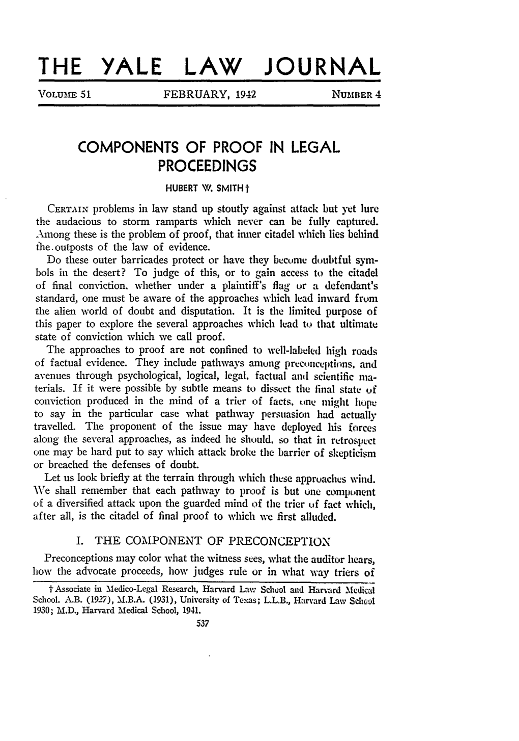 Components of Proof in Legal Proceedings Hubert W