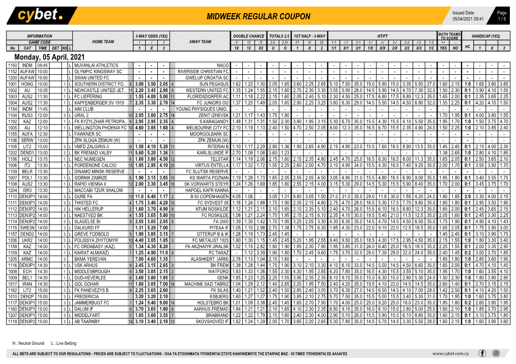 Midweek Regular Coupon 05/04/2021 09:41 1 / 5