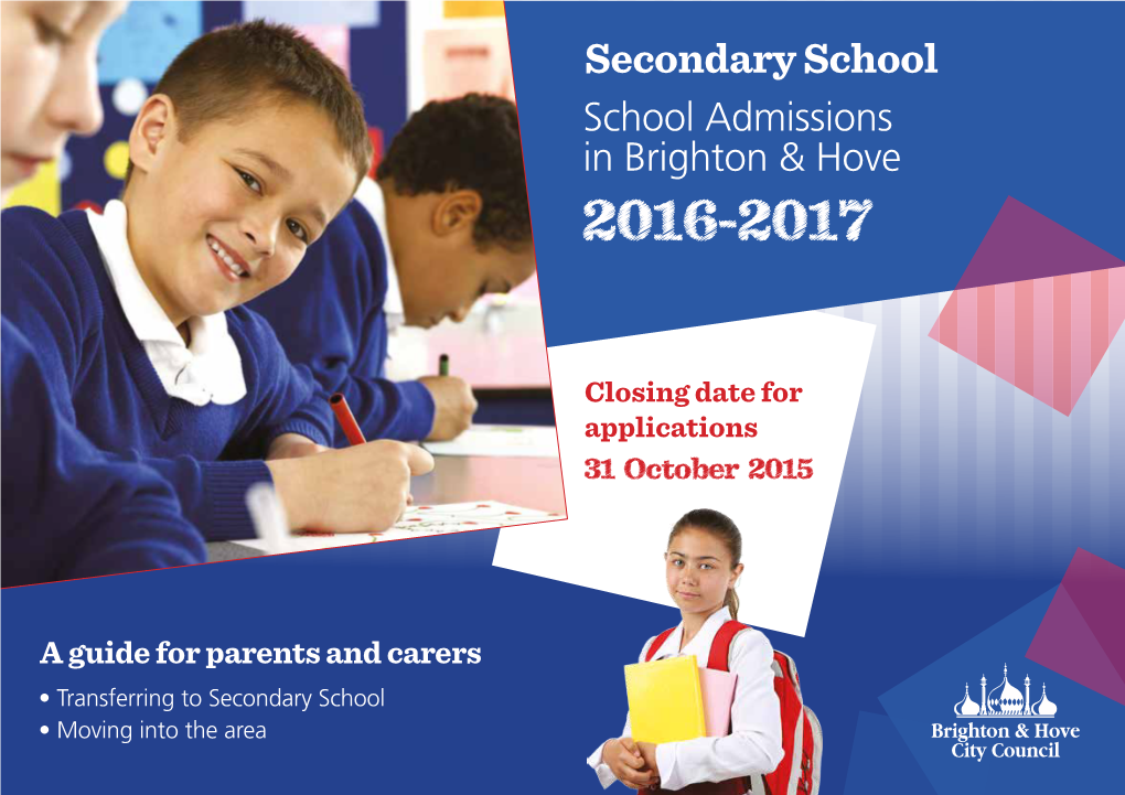 Secondary School School Admissions in Brighton & Hove 2016-2017