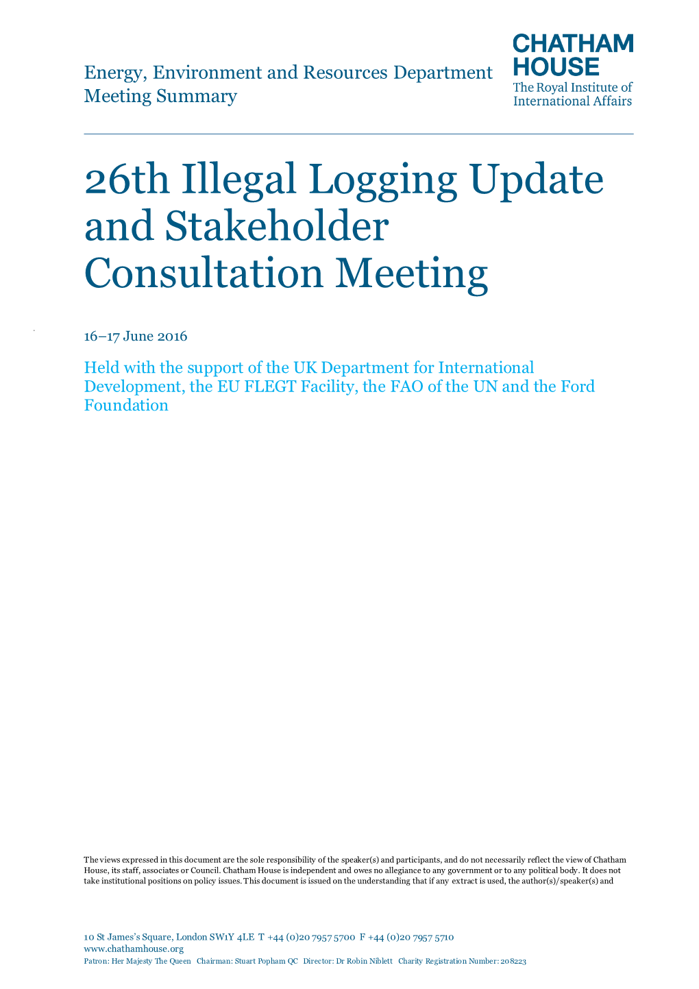 26Th Illegal Logging Update and Stakeholder Consultation Meeting