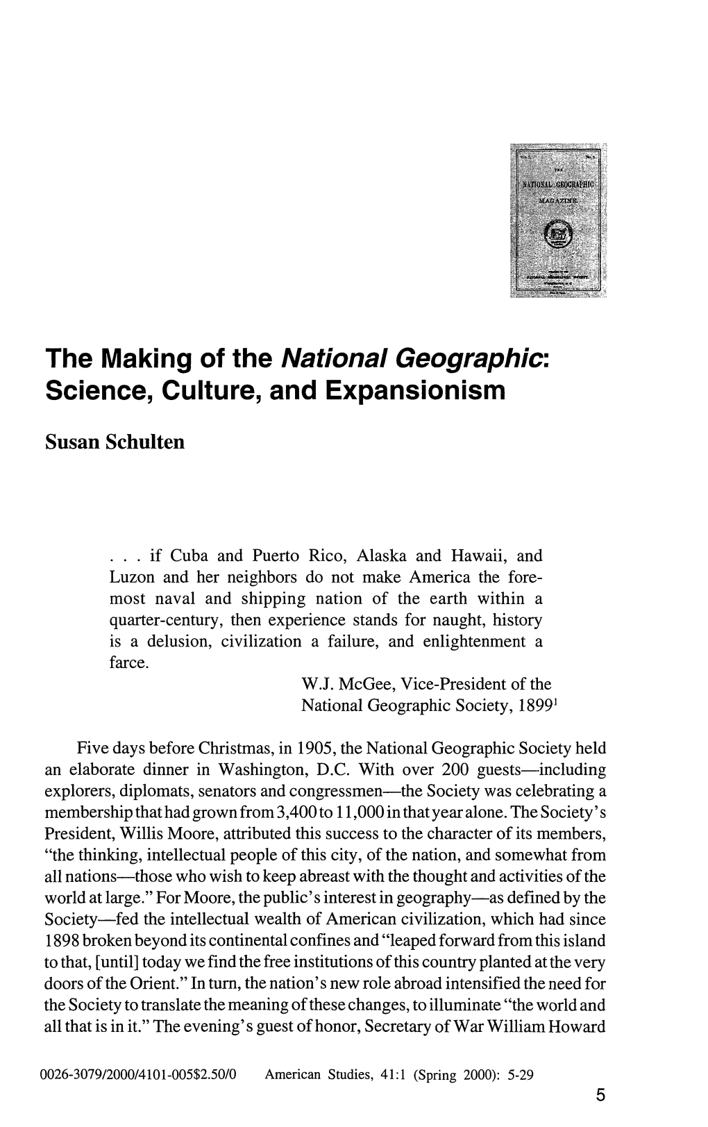 The Making of the National Geographic: Science, Culture, and Expansionism