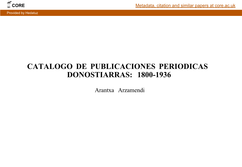 Catálogo De Publicaciones Periódicas Donostiarras: 1800-1936 135