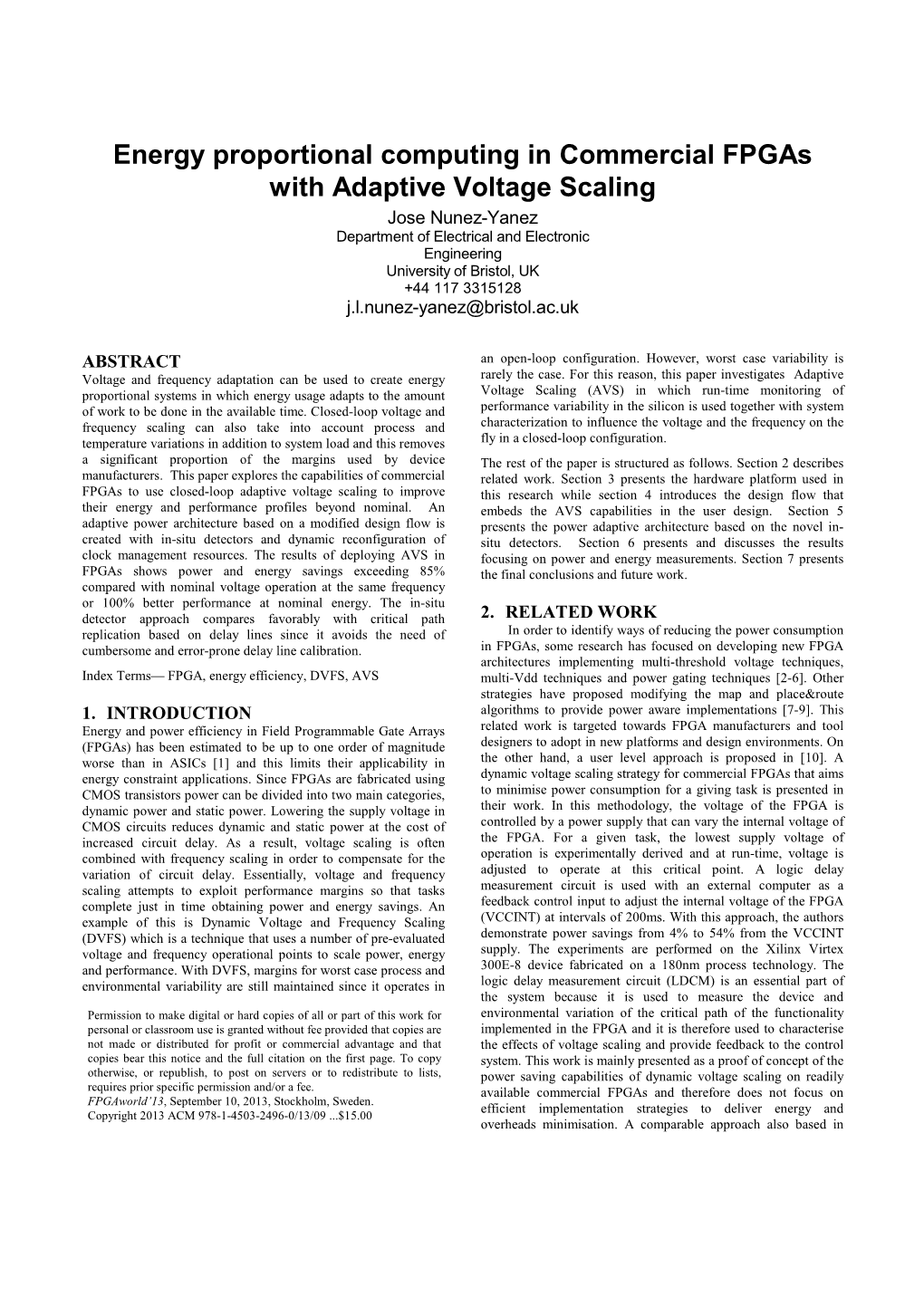 Energy Proportional Computing in Commercial Fpgas with Adaptive