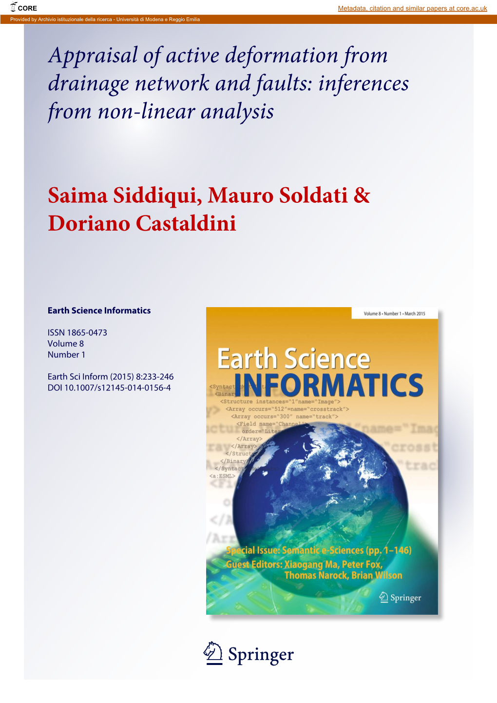 Appraisal of Active Deformation from Drainage Network and Faults: Inferences from Non-Linear Analysis