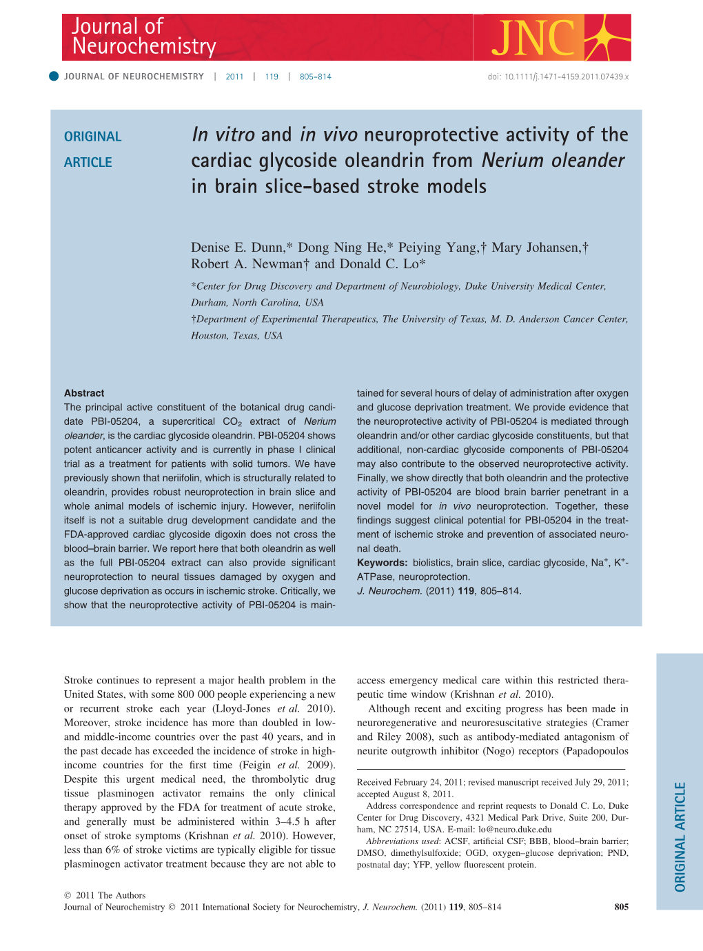 In Vitro and in Vivo Neuroprotective Activity of the Cardiac Glycoside