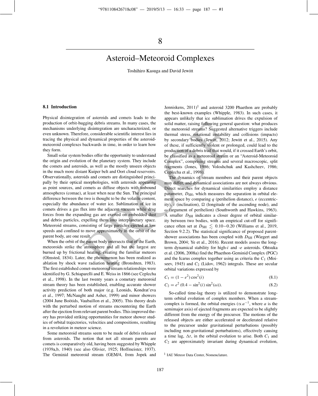 8 Asteroid–Meteoroid Complexes