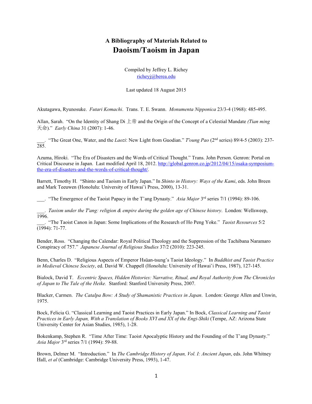 Daoism/Taoism in Japan
