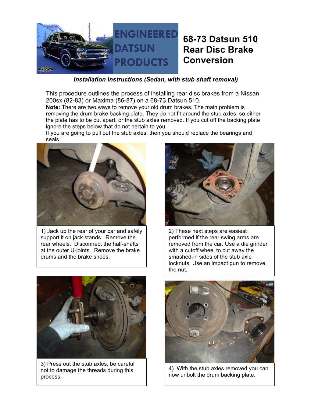 68-73 Datsun 510 Rear Disc Brake Conversion