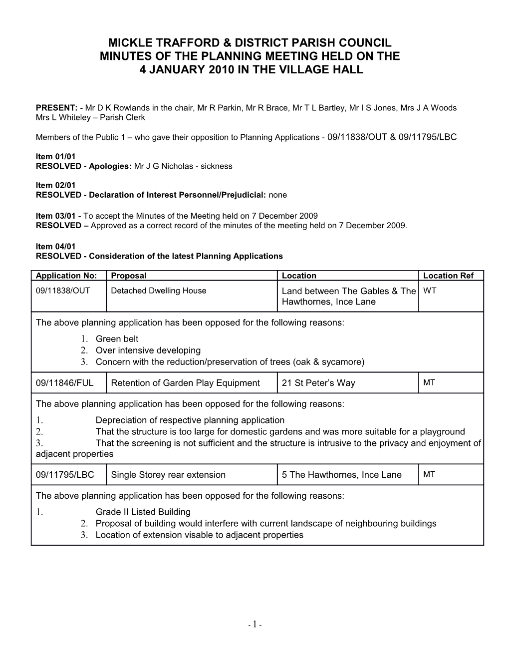 Mickle Trafford & District Parish Council