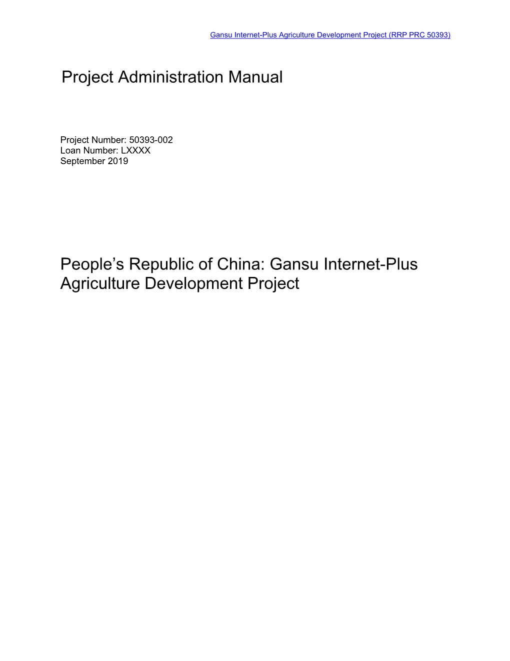 Gansu Internet-Plus Agriculture Development Project