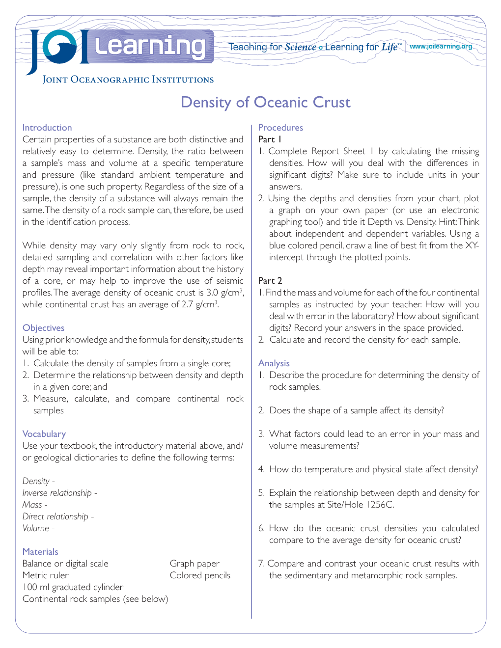 Density of Oceanic Crust