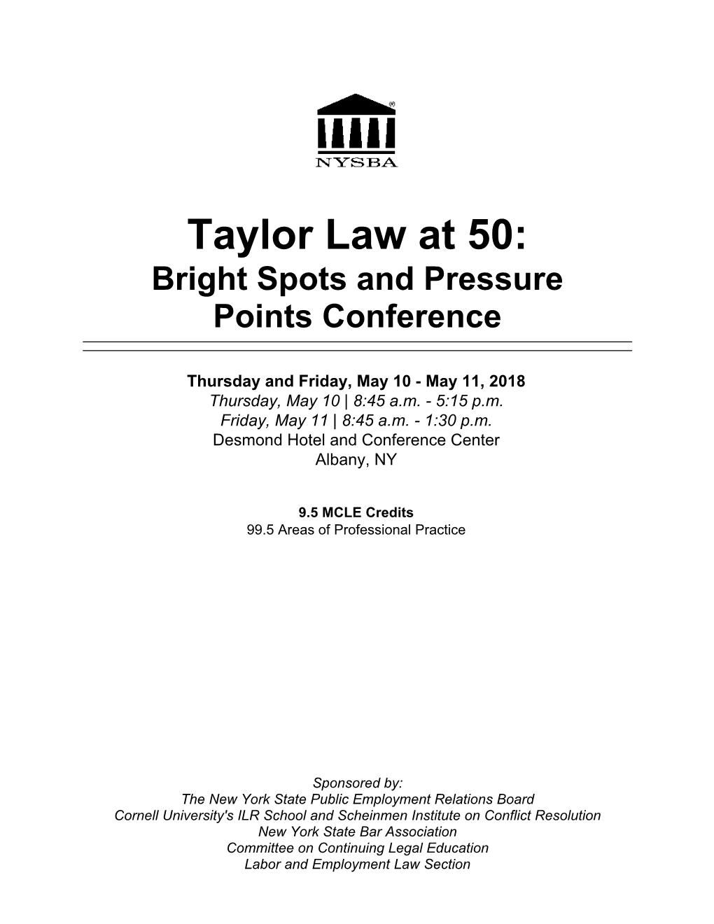 Taylor Law at 50: Bright Spots and Pressure Points Conference