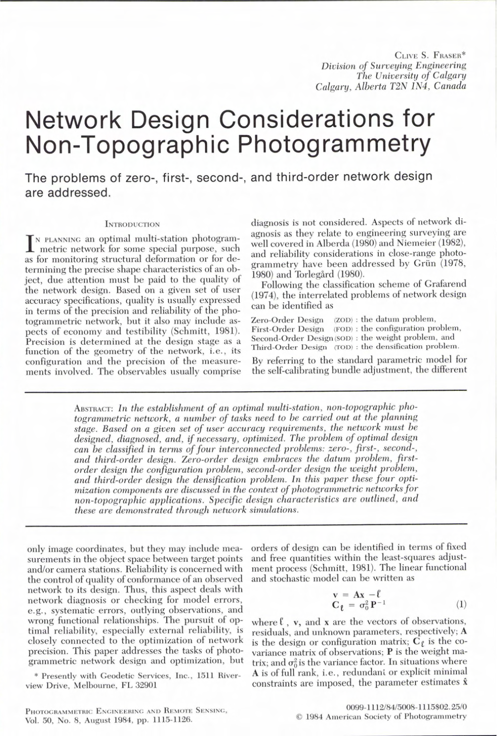 Network Design Considerations for Non-Topographic Photogrammetry