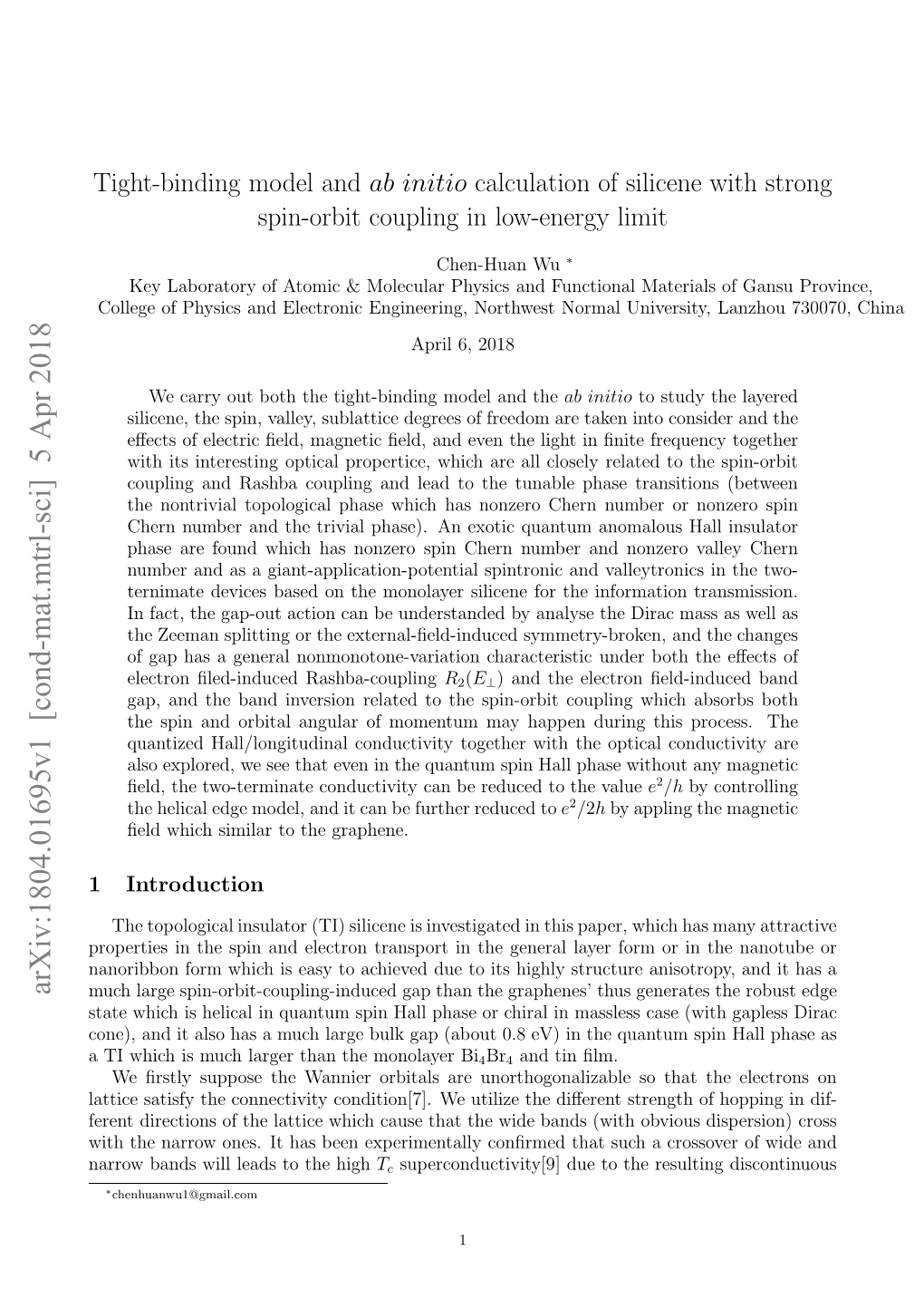 Tight-Binding Model and Ab Initio Calculation of Silicene with Strong