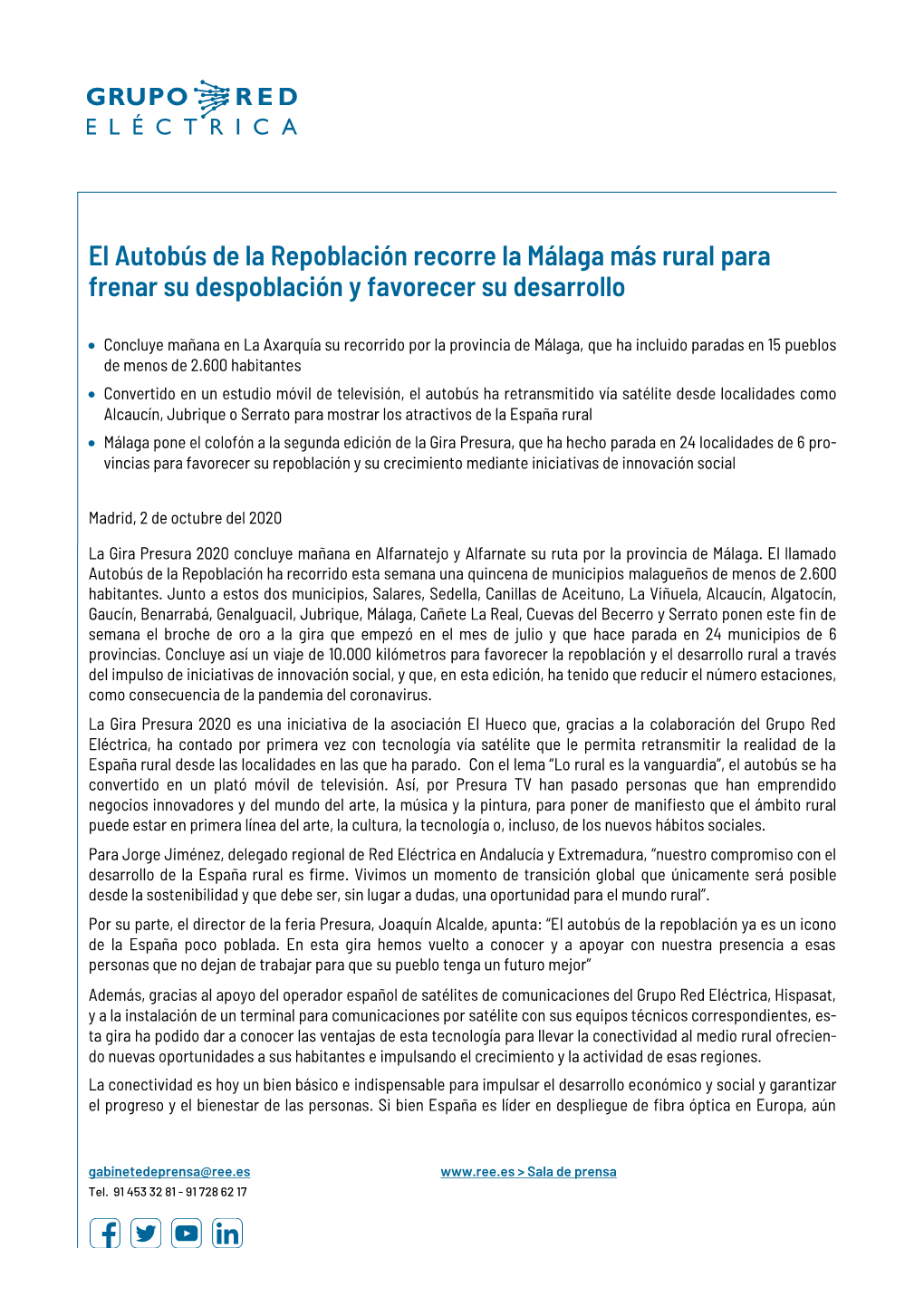 El Autobús De La Repoblación Recorre La Málaga Más Rural Para Frenar Su Despoblación Y Favorecer Su Desarrollo