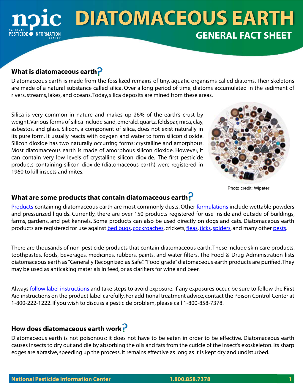 Diatomaceous Earth GENERAL FACT SHEET