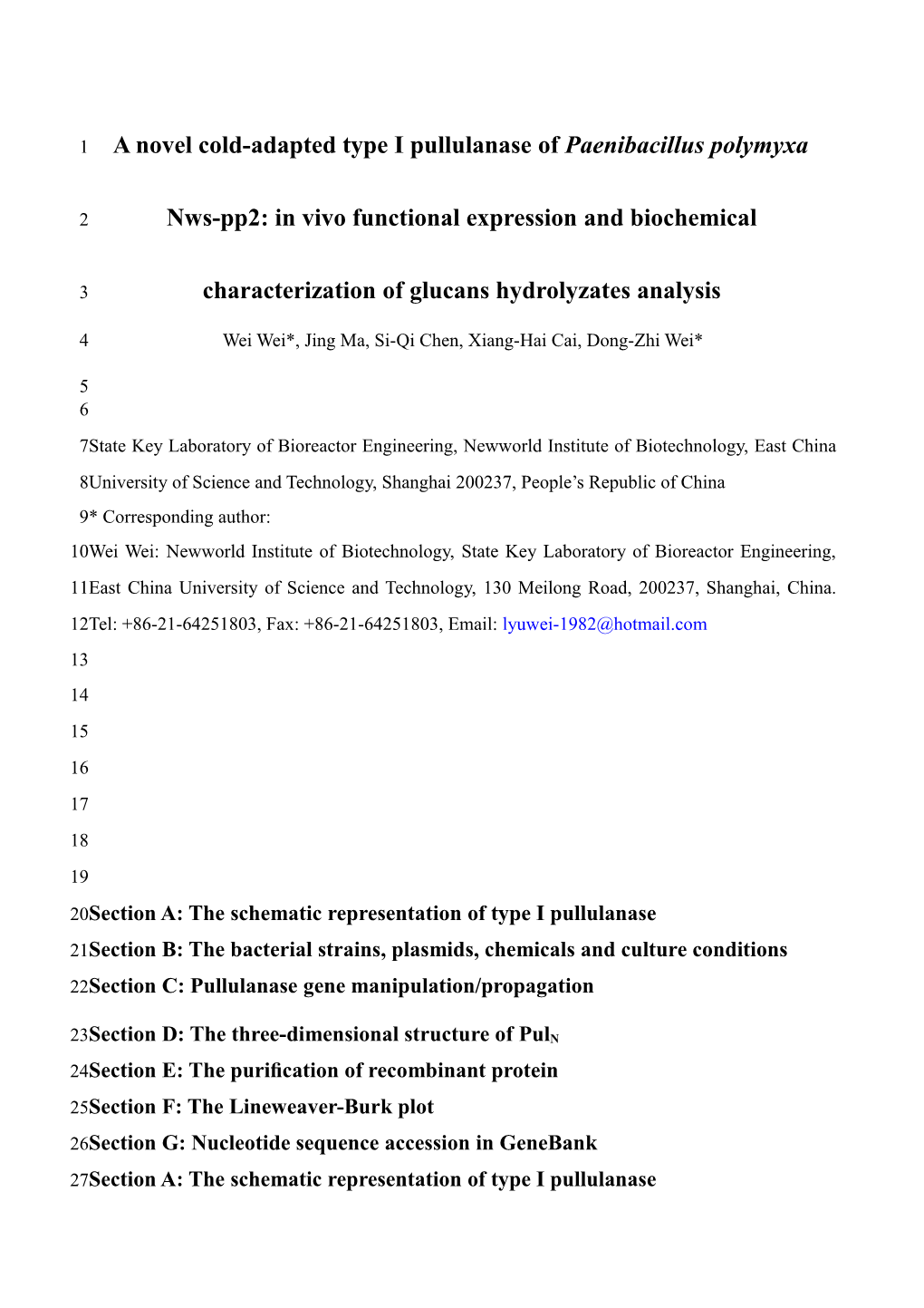 Pullulanase Type I from Paenibacillus Polymyxa Nws-Pp2: Cloning and Expression of the Gene