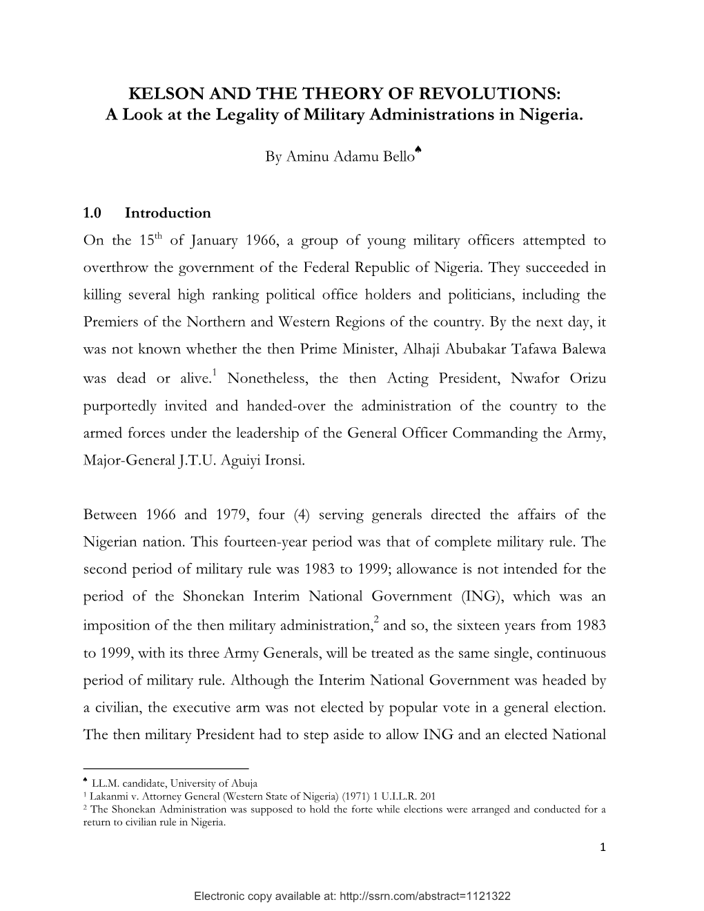 A Look at the Legality of Military Administrations in Nigeria