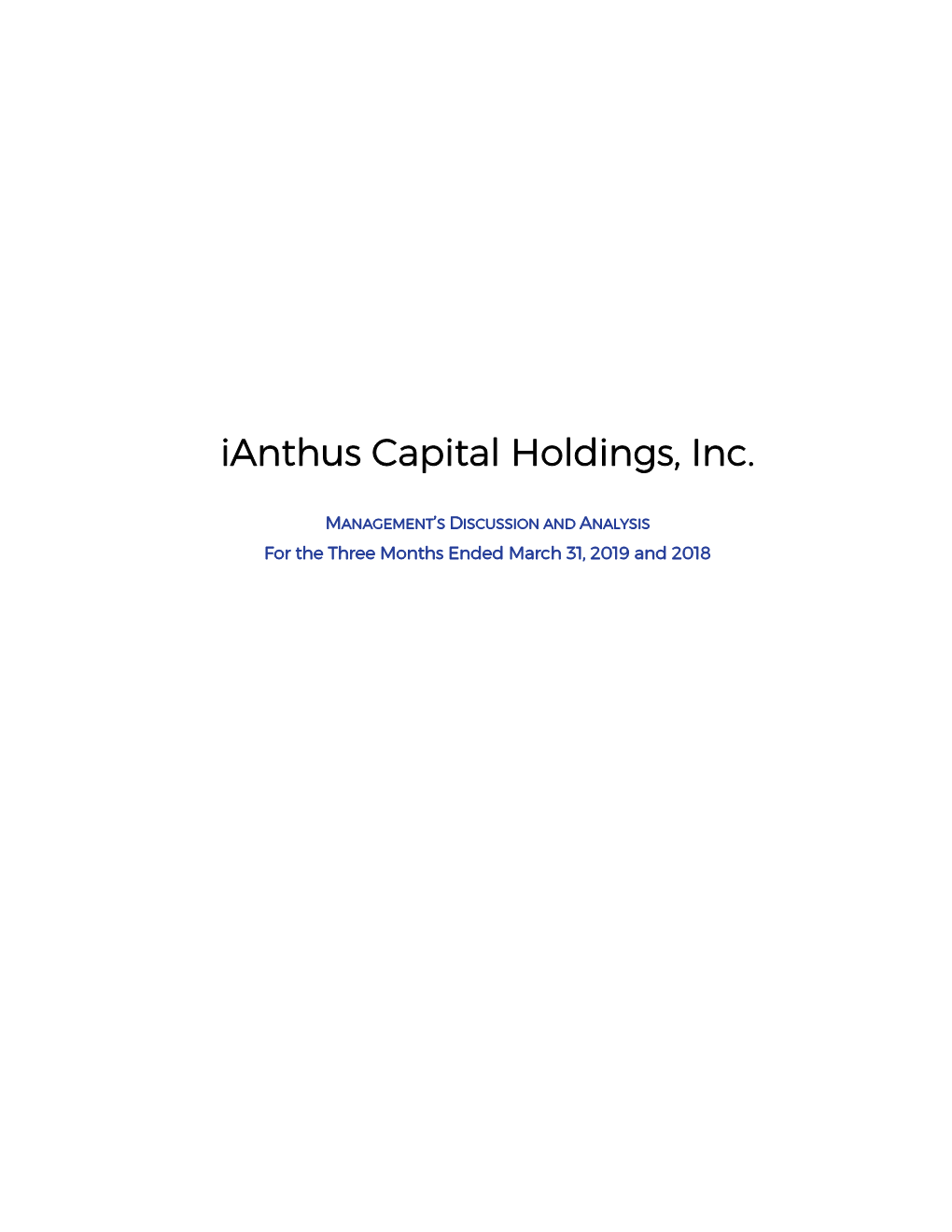 Ianthus Capital Holdings, Inc